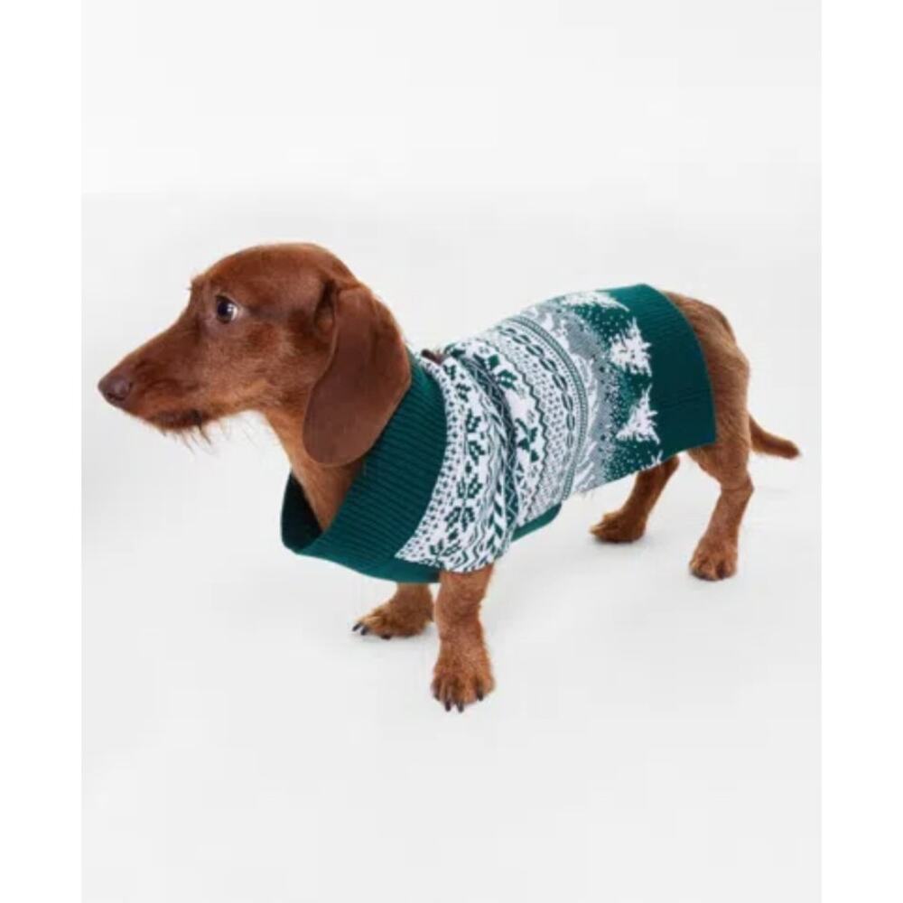 Holiday Lane Fair Isle Knit Pet Sweater In Forest Green
